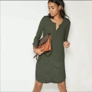 Madewell olive green Viscose long sleeve tunic shirt dress